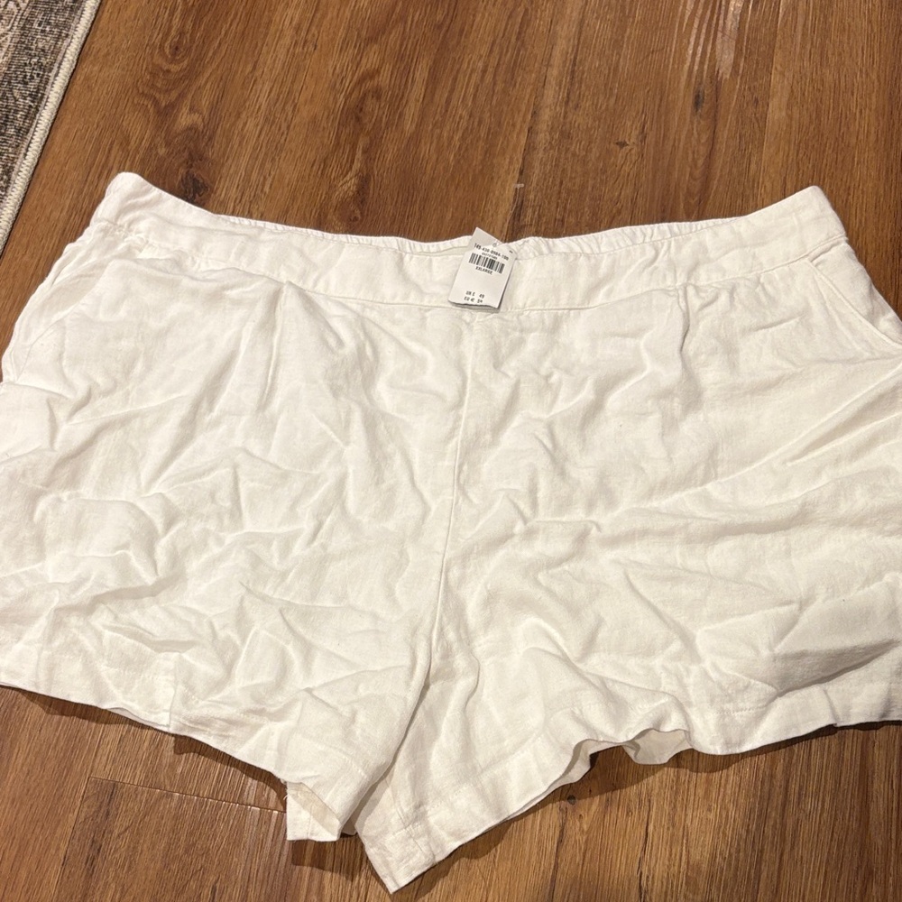 Abercrombie & Fitch High Waist White Linen Shorts